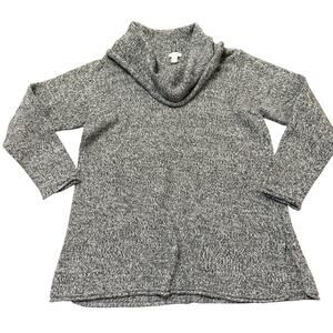 J Jill Petite gray marled cowl neck sweater, tunic length, pure Jill, Size MP